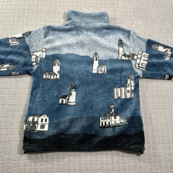 Vintage 90s Michigan Lighthouse Fleece Size Medium Great Lakes Full Zip Jacket - Picture 3 of 9